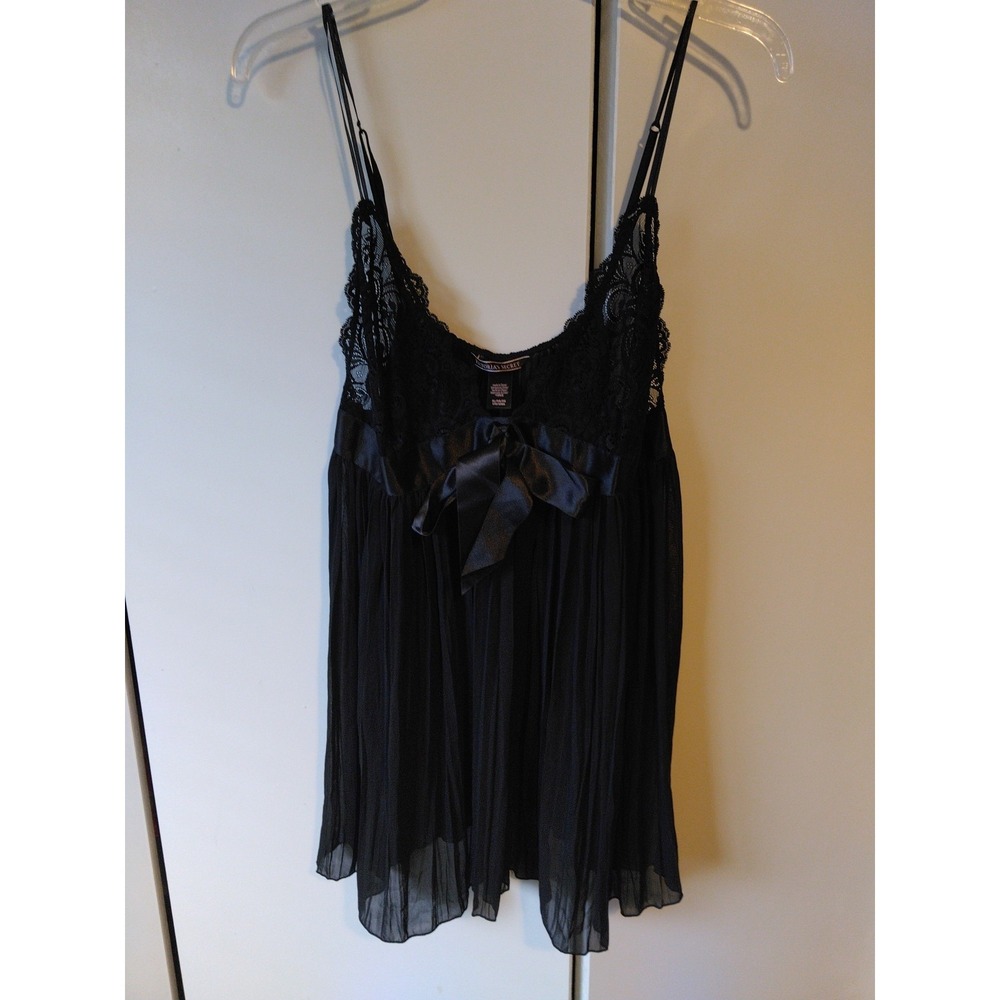 Victorias Secret  Lace Babydoll Lingerie Top Size XL Sheer Satin Ribbon Camisole